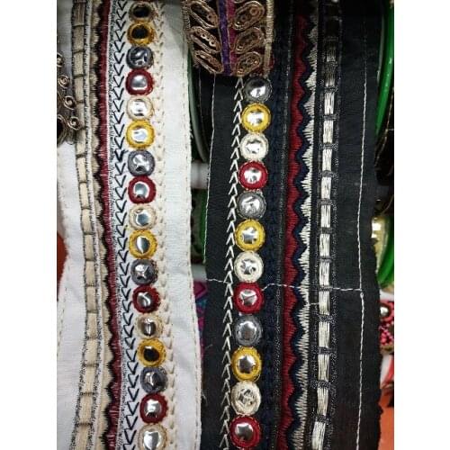 Wide about5-6cm 10yards/lot cotton Woven Jacquard Ribbon embroider with Sequins Trims Quilt Accessories LS-0122