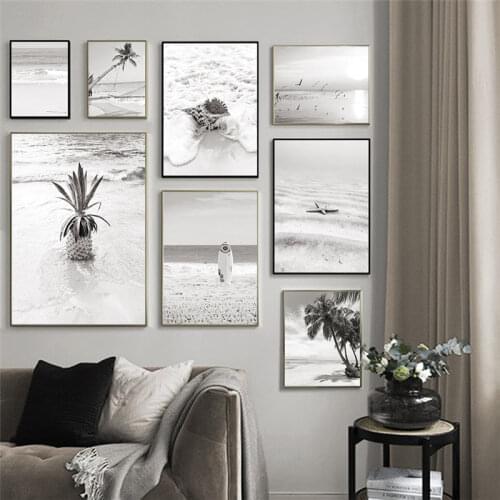 Nordic Black and white Scenery Picture Wall Art Canvas Painting Landscape Poster and Print for Scandinavian Dormitory Home Decor