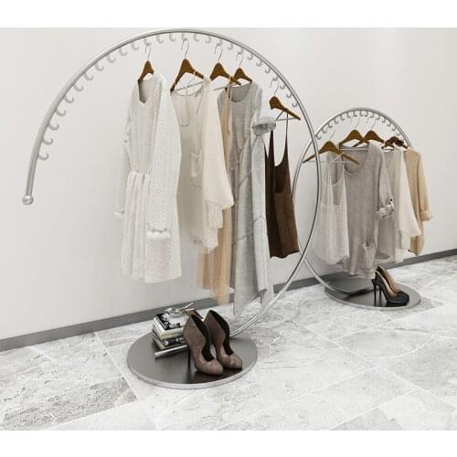 Light Luxury Simple Shelf Clothing Store Floor Display Rack Creative Gold Display Rack Womens Wear Store Clothes Hanging Rack