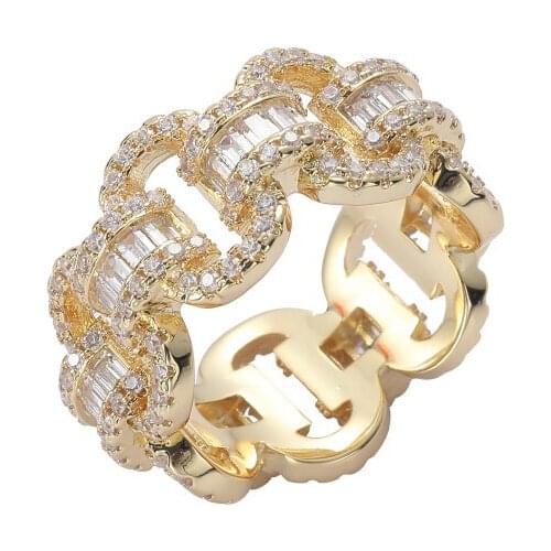 Hip Hop Micro Paved AAA CZ Stone Bling Ice Out Round Finger Rings for Men Women Unisex Rapper Jewelry Gift Drop Shipping