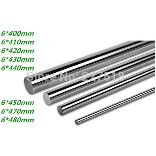 10pcs/lot linear shaft 6mm diameter 400/410/420/430/440/450/460/470/480/490mm harden linear rod round shaft