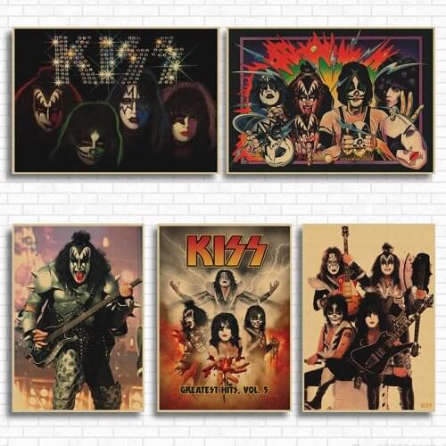 Vintage Poster Kiss band Kraft retro European and American music team star classic decorative painting retro poster