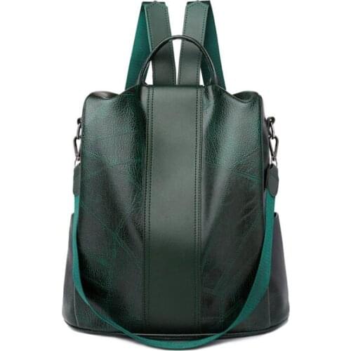 Anti-theft Vintage Casual Backpack For Women Soft PU Leather Rucksacks Female Shoulder Bag Large School Bags For Teenage Girls