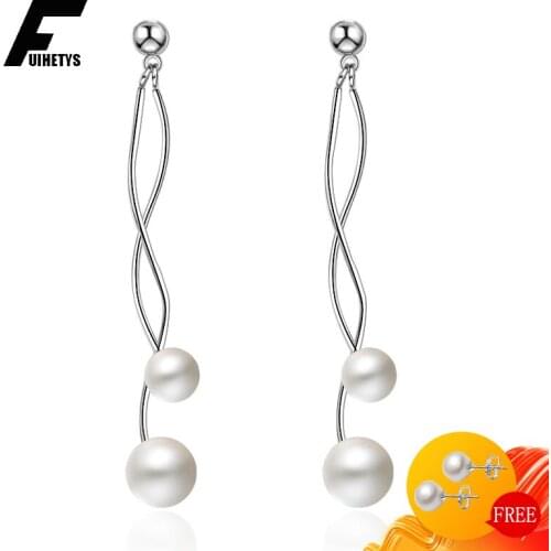 Fashion Pearl Earrings for Women 925 Silver Jewelry Long Style Drop Earring Wedding Engagement Party Gift Accessories Wholesale