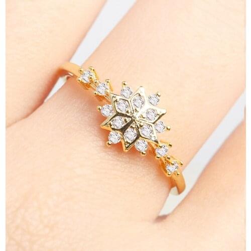 DANS ELEMENT Rings For Women Sweet Romantic Snowflake Cubic Zirconia Wedding Gifts Fashion Jewelry Wholesale DEKCR441
