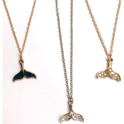 Enamel fish tail mermaid tail necklace metal golden choker chain pendant necklace fashion women costume jewellery boutique girl