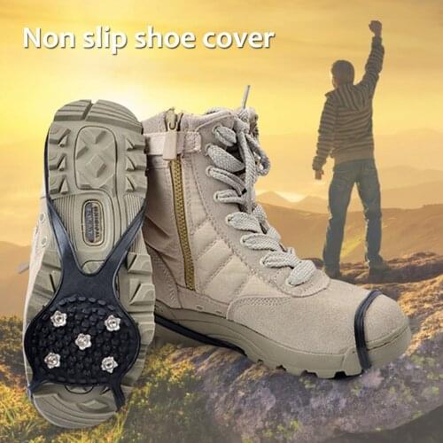 1pair 5 Studs Anti-Skid Snow Ice Thermo Plastic Elastomer Climbing Shoes Cover Spikes Grips Cleats Over Shoes Covers Crampons