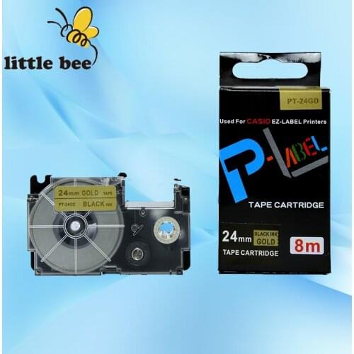 10Pcs High-quality compatible XR-24GD1 24mm Black on Gold label tapes for EZ series label maker