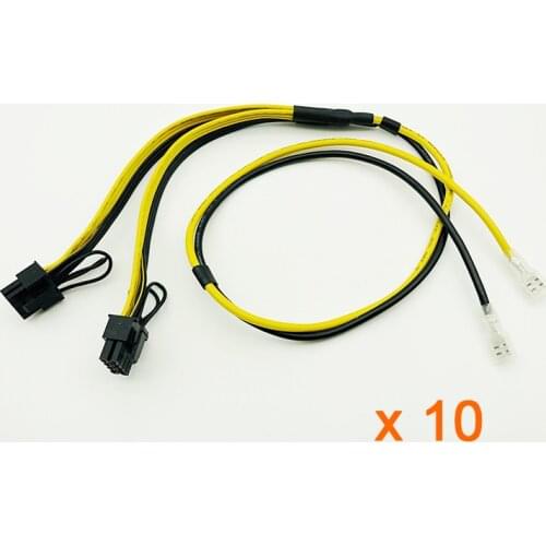 10PCS Power Cable PCIE Video Card Dual 8Pin (6+2) Splitter Power Supply Cord Wire with Terminal 12AWG+16AWG for BTC Miner Mining