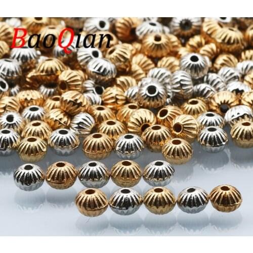 100/200/300/400/500pcs Gold Silver Color CCB Lantern Spacer Beads For Beadwork Jewelry Making Accessories DIY Handmade