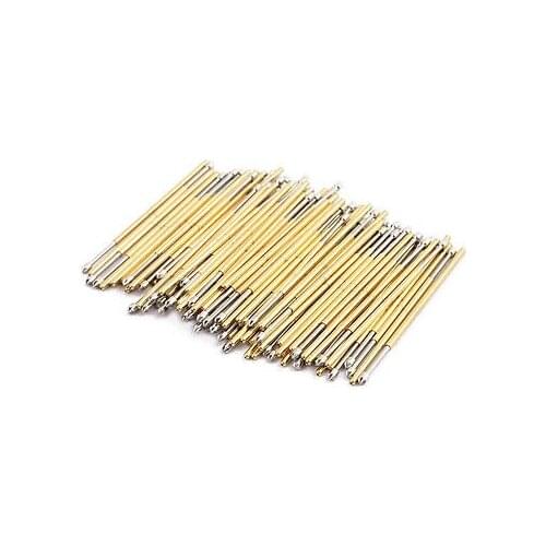 100pcs PL75-LM2 1.0mm Dia 33mm Length Metal Spring Pressure Test Probe Needle