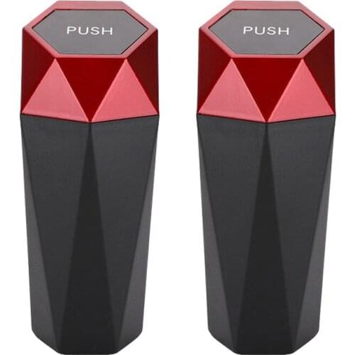 2 Pcs Car Trash Bin Red Gold Silver Black Auto Organizer Storage Bag Car Garbage Bin Trash can