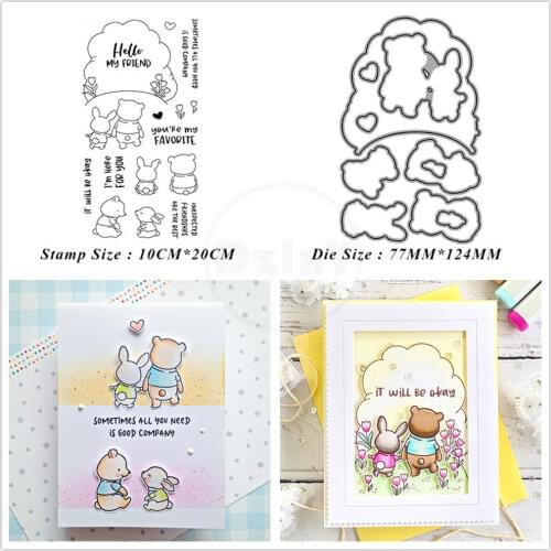 2021 New Animals Bear Rabbit Clear Stamps and Metal Cutting Dies DIY Scrapbooking Embossing Album Seal Template Punch Stencils