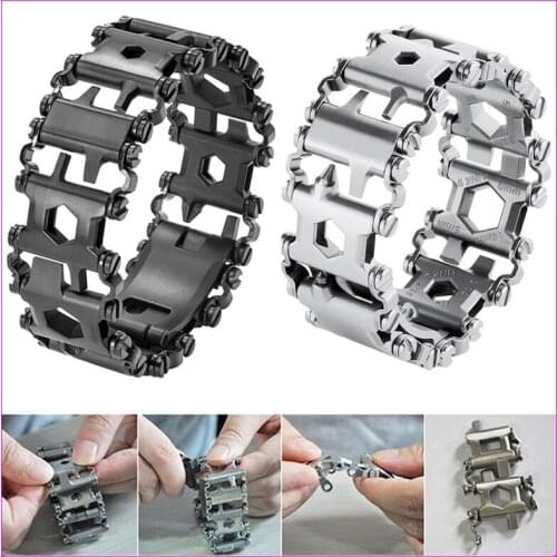 29 in 1 Multi Tool Bracelet Tread Bracelet Multifunction Tool Outdoor Bolt Driver Kits Travel Wearable Bike Multitool