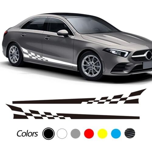 2p For Mercedes Benz A C E CLA CLS GLA GLC GLE Class AMG GT W204 W205 Car Accessories Car Body Side Skirt Stripes Sticker Decals