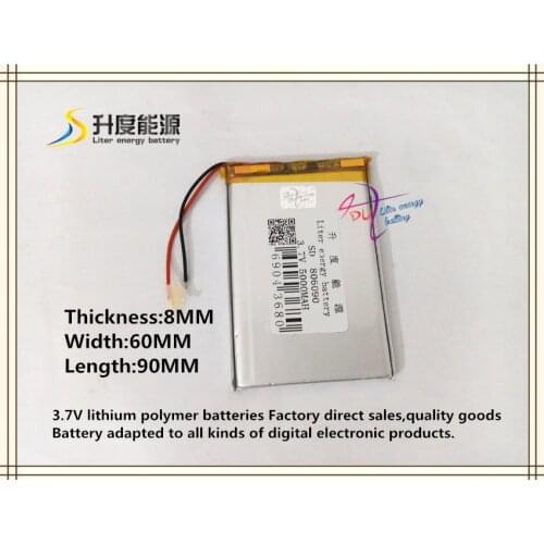 3.7V 5000mAH 806090 polymer lithium ion / Li-ion battery for tablet pc power bank model aircraft gps dvd CAR DVR