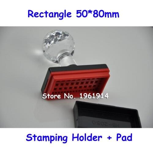 5Pcs Rectangle 50x80mm Holder Stamp Shell+Rubber Pad for Photosensitive Portrait Flash Machine Selfinking Stamping Making Seal