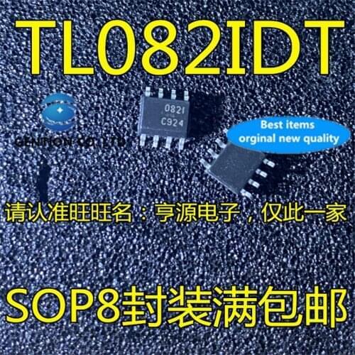 50Pcs TL082 TL082IDT Silkscreen 082I SOP-8 Operational amplifier chip in stock 100% new and original