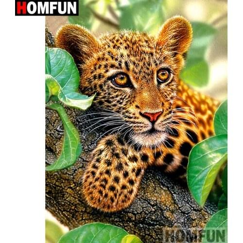 HOMFUN Full Square/Round Drill 5D DIY Diamond Painting "Animal leopard" Embroidery Cross Stitch 3D Home Decor Gift A11405