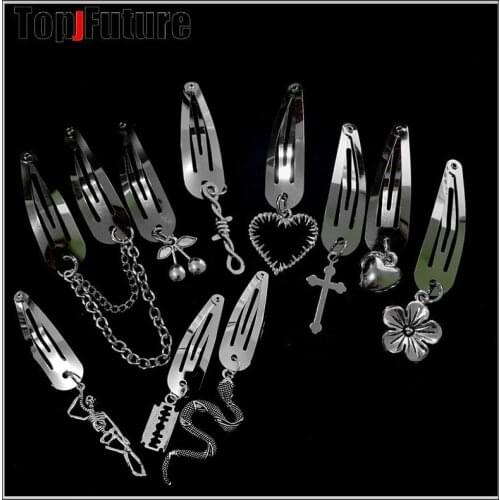 All styles Girl Women Halloween Skeleton Skull cross pins Punk heart headdress Gothic lolita cosplay cool pins hair clips
