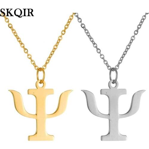 Simple Psychology Symbol Letter Pendant Necklace 316L Stainless Steel Medical Choker Necklace for Women Charm Jewelry