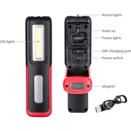 COB LED+XPE LED Flashlight Torch Outdoor Handy Lamp Portable Rechargeable Work Camping Light Energy Saving Lamp With Magnet Hook