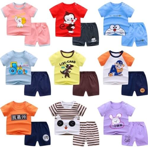 Summer Casual Kids Clothes 2 Piece Set Clothing Baby Boy T-shirt + Shorts Clothing Girls Tracksuit Children Baby Clothes