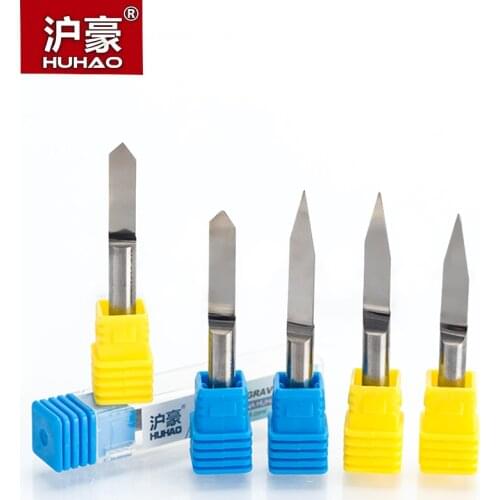 HUHAO 5pcs/lot Shank 6mm Flat Bottom Engraving Bits 45-50mm Lengthened CNC Router Tools V Carbide Carving Cutters