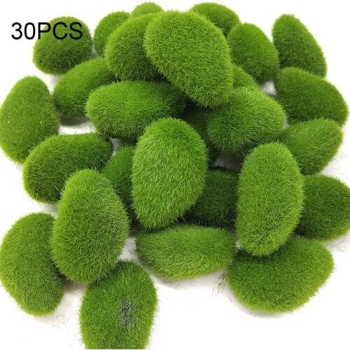 Artificial Moss Rocks For Garden and Crafting 30pcs Green Simulation Plant DIY Decoration Fake Stone Creative Crafts