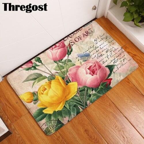 Classic Floral Printed Doormat Entrance Floor Mats Soft Microfiber Door Mat Antislip Bathroom Rugs Memory Foam Indoor Carpet