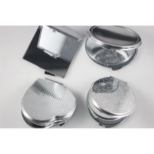 60pcs/lot Blank Compact Makeup Mirror Metal Portable Folding Mirror