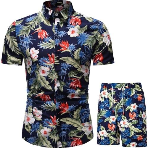Summer Set Men Shorts Set Floral Print Hawaiian Shirt And Shorts Beach Wear Holiday Clothes Vocation Outfit Male Two Piece Set