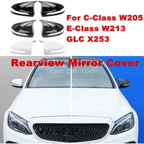 For Mercedes Benz C/E/GLC Class W205 W213 X253 ABS LHD Rear View Mirror Cover Modified Sticke Rearview Cover Left Hand Drive