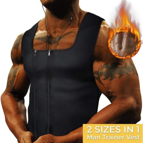 Mens Waist Trainer Vest Zipper Neoprene Corset Compression Sweat Body Shaper Slimming Shirt Workout Suit Fajas Colombianas