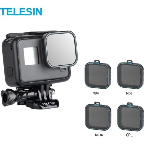 TELESIN 4 pack Filter Set 3 ND Lens Protector Filter(ND4 8 16) +1 CPL Filter For Gopro Hero5 6 7 Black Hero 7 Camera Accessoreis