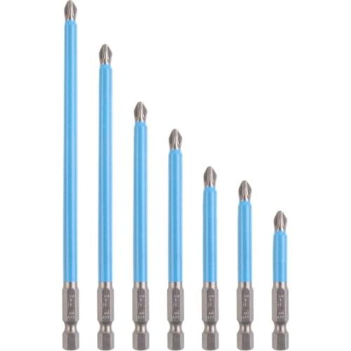 6Pc Blue Magnetic Screwdriver Bit Screw Installation Tightening Drilling Non-slip and Sturdy 50/65/70/90/100/127/150mm