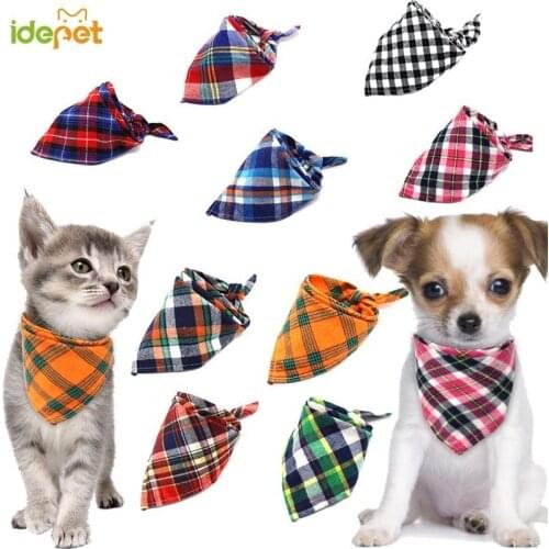 Dog Bibs For Small Dogs Puppy Bandanas Cotton Plaid Washable Pet Bandanas Scarf Bow Ties Collar Cat Middle Large Dog Grooming 20