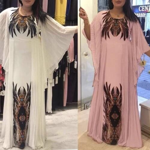Richkeda Store New 2021 Evening Dresses For Women Plus Size African Print Maxi Dress Muslim Fashion Abaya Boho Gown