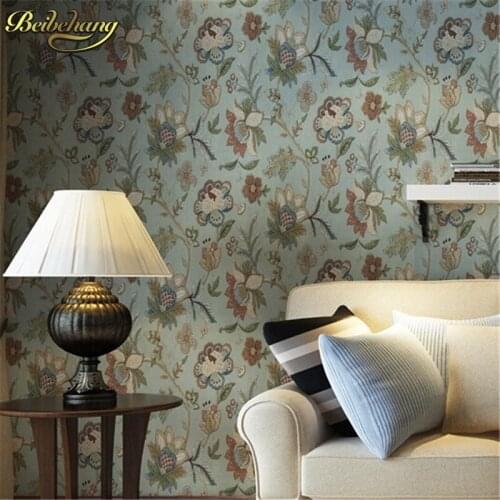 Beibehang vintage flower floral wallpaper for walls dark green country style wall paper home decor background papel de parede 3d