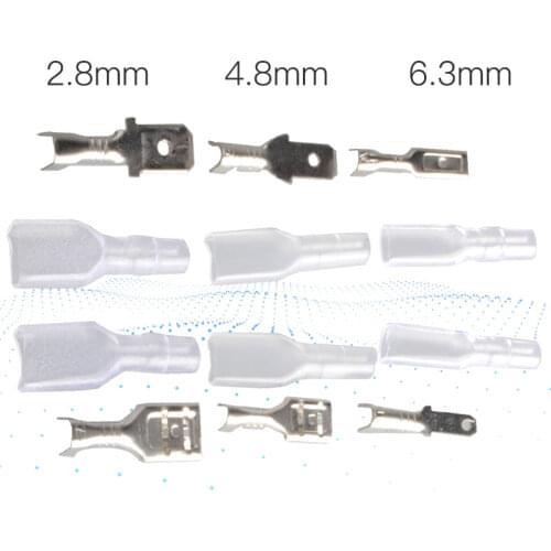 2.8/4.8/6.3mm Crimp Terminals 25 Female Spade Connector + 25 Male Spade Connector+ 50 Case