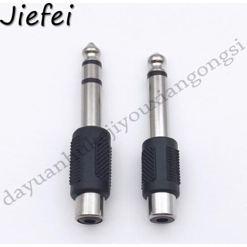 100 Pcs Single Channel Plug to RCA Plug RCA Female Jack To 6.35mm 1/4" Male Mono / stereo Plug Audio Adapter Connector