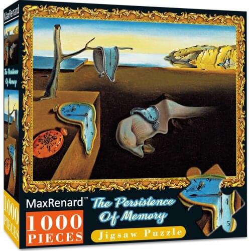 MaxRenard 1000 Pieces Puzzles for Adults 48*69cm The Persistence of Memory Assembling Painting Landscape Art Puzzles Toys