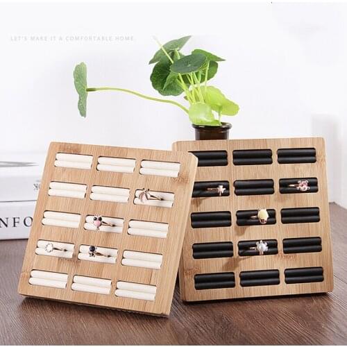 Portable Leather Wood Stackable Velvet Tray Ring Earrings Jewelry Insert Display Cases Organizer Holder For Women Girls Makeup