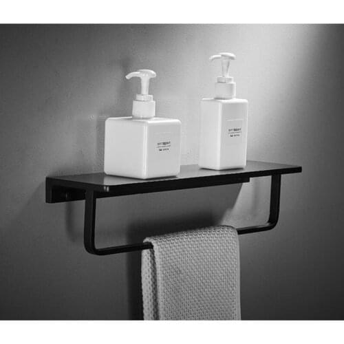 Bathroom Shelves Black Space Aluminum Wall Bathroom Shelf Shower Caddy Rack Bathroom Accessories Shelves