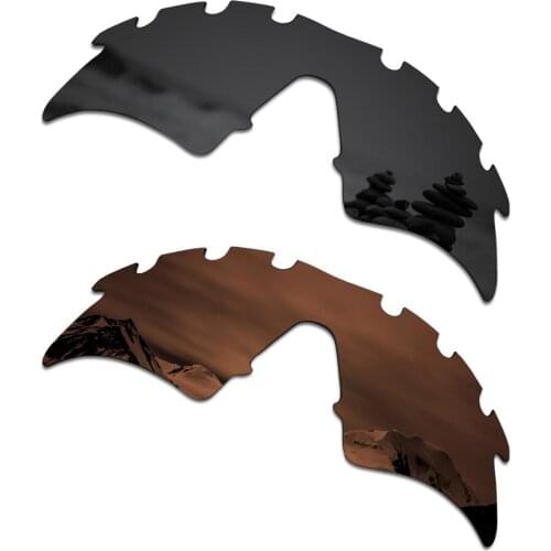 SmartVLT 2 Pieces Polarized Sunglasses Replacement Lenses for Oakley M Frame Sweep Vented Stealth Black and Amber Brown