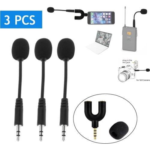 Portable mini Microphone 3PCS External Flexible 3.5mm Jack Mic for PC Mobile Phone Laptop Notebook SLR Camare