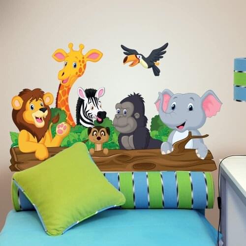 R00145 Savana jungle animal wall stickers wall decoration kids bedroom baby nursery room bed