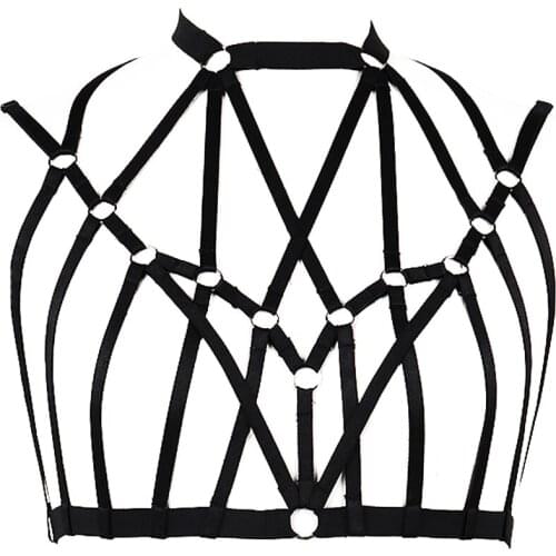 Gridding Goth Harness Hollow Sexy Lingerie Punk Body Harness Rave Woman Body Cage Edgy Adjustable Bondage Bra Belt
