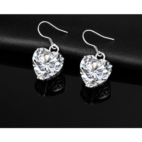 White Heart Pendant Earrings Womens Sterling Silver 925 Jewelry Evening Banquet Long Hanging Drop Earring New Year Gifts Woman