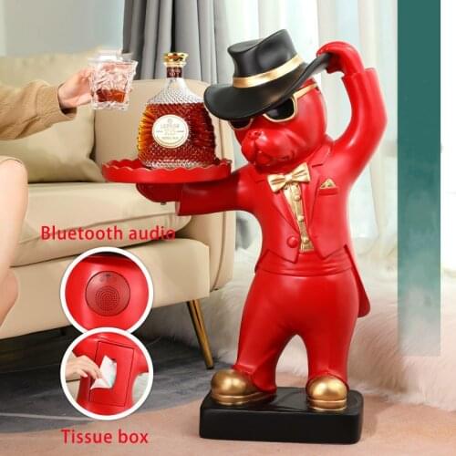 Nordic Home Decor Resin Dog Figurine Statue Tray Decoration Living Room Large Landing Dog Sculpture Home Storage Organization